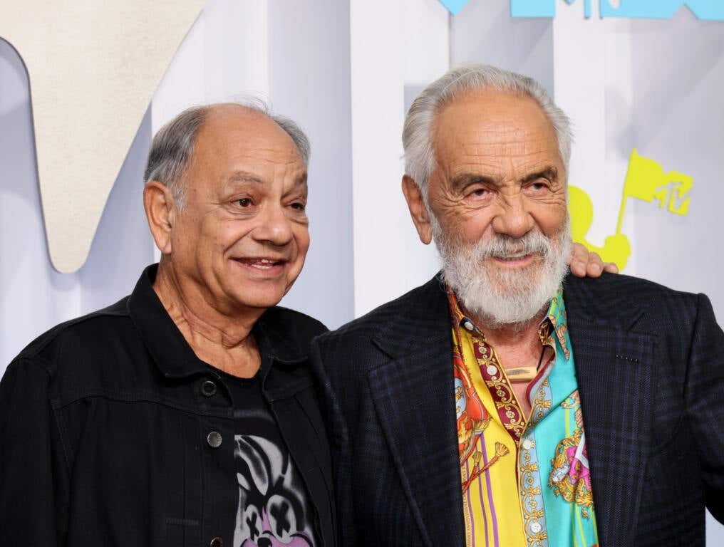 Cheech and Chong attend the 2022 MTV VMAs at Prudential Center on August 28, 2022 in Newark, New Jersey.